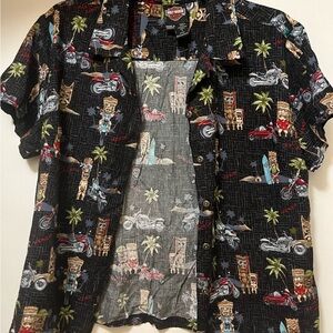 Harley-Davidson Tropical Print Shirt with Red Accents